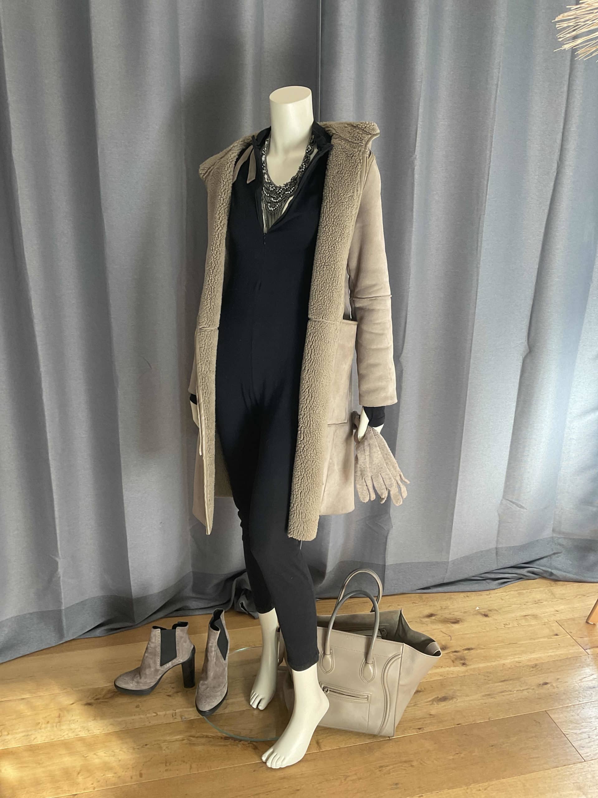 Veste en faux mouton retournée réversible M