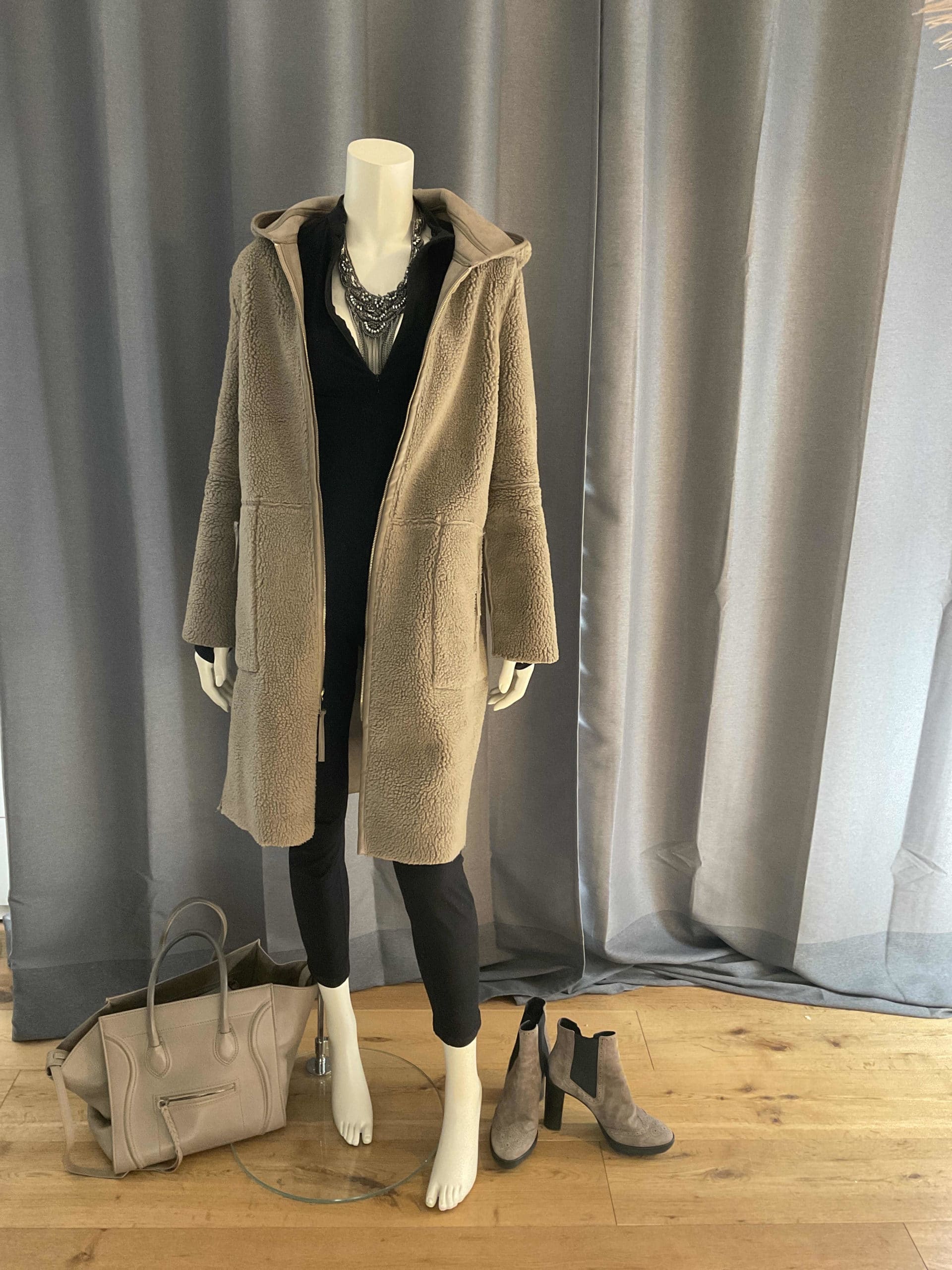 Veste en faux mouton retournée réversible M