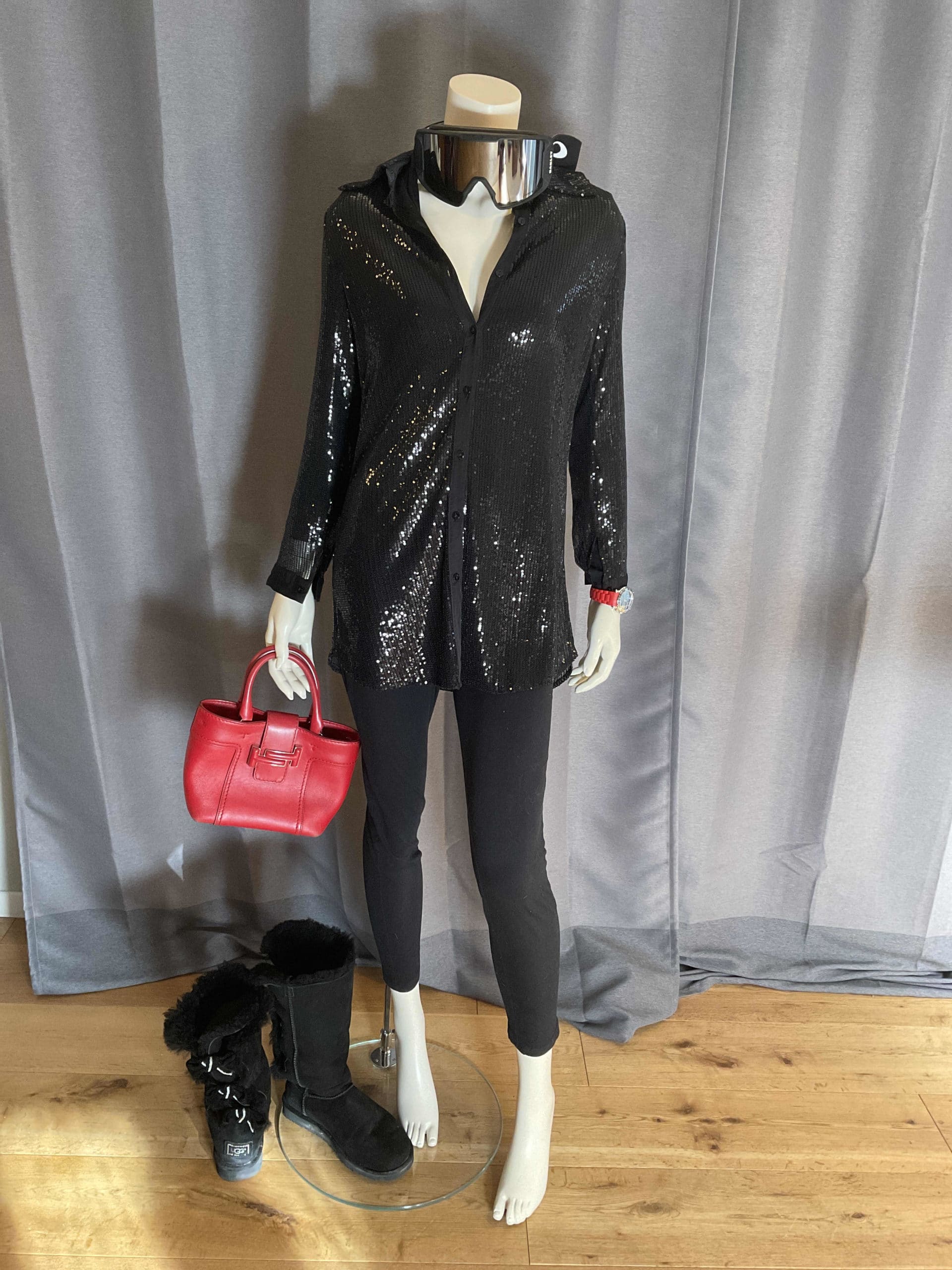 Chemise à paillettes noir M