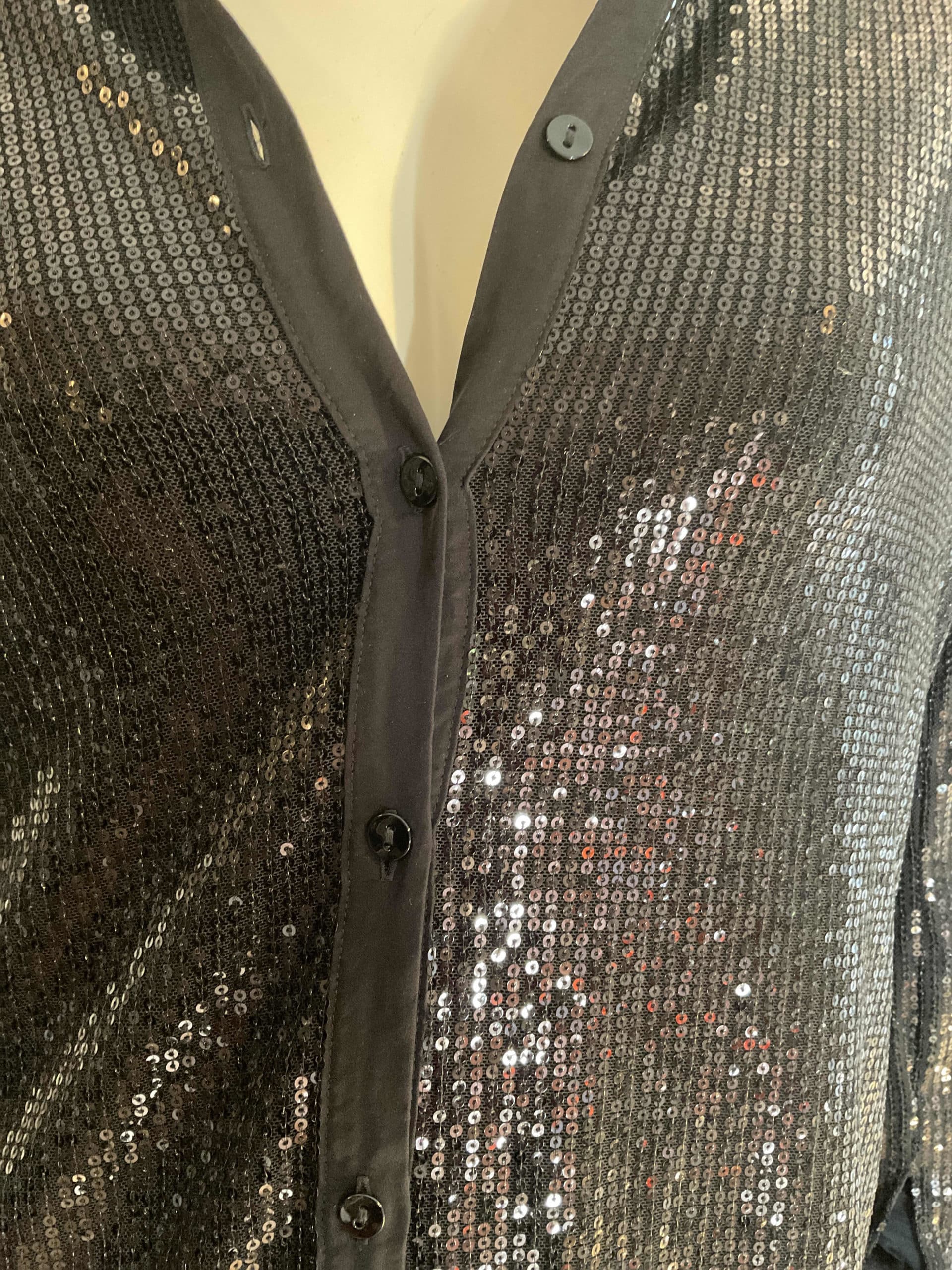 Chemise à paillettes noir M