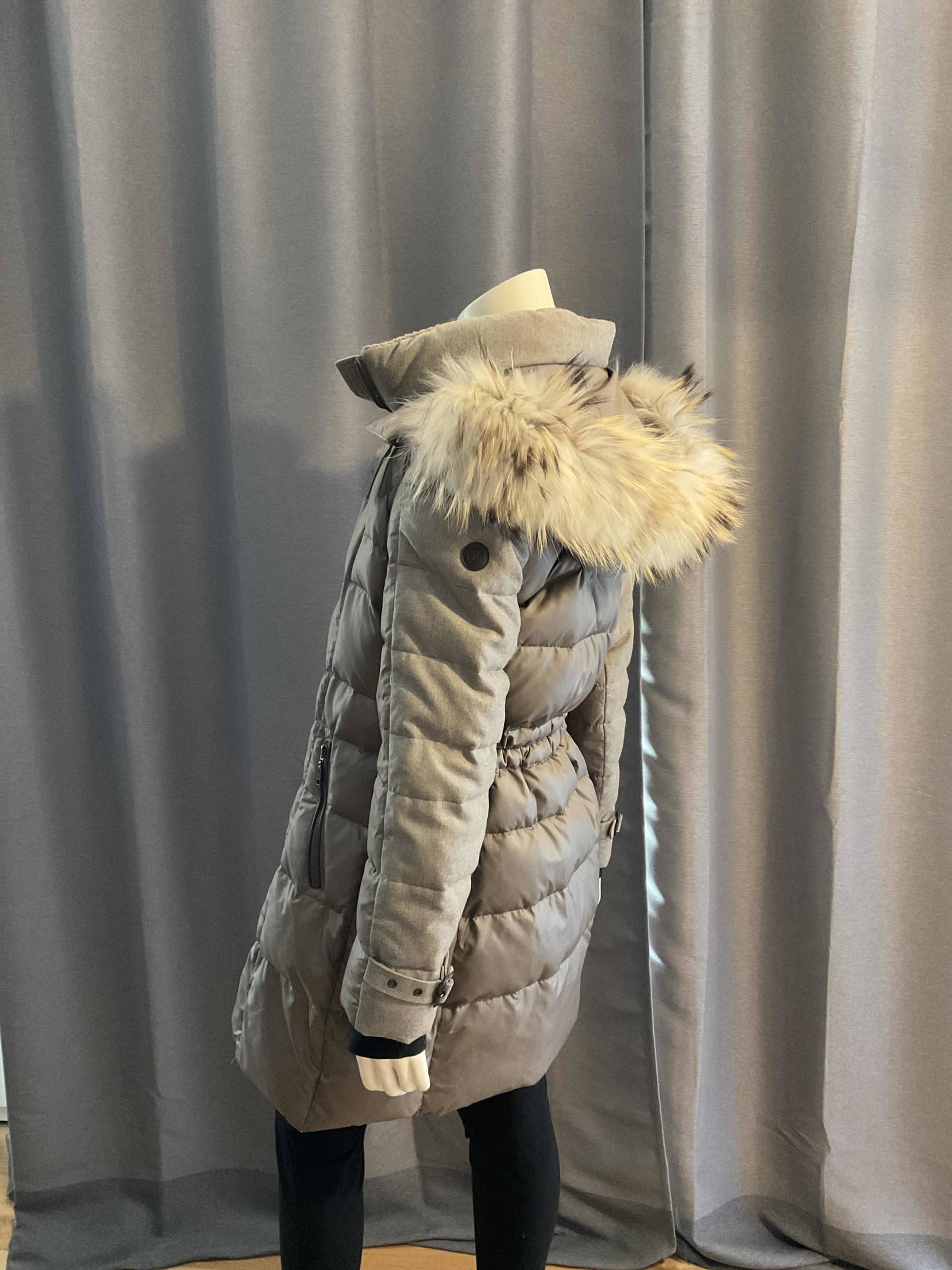 Doudoune longue beige et taupe M
