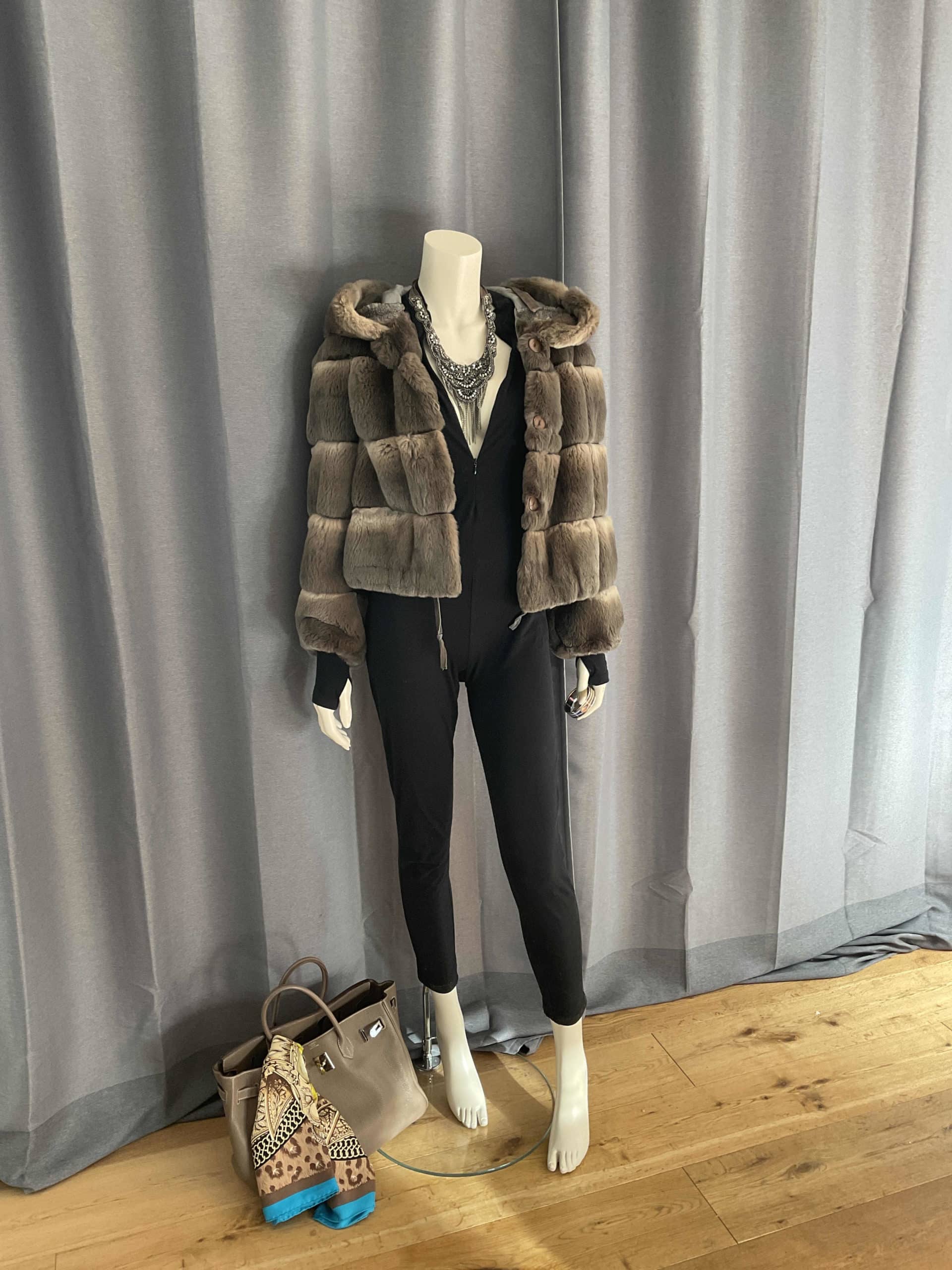 Fourrure taupe réversible en Olygyr TU