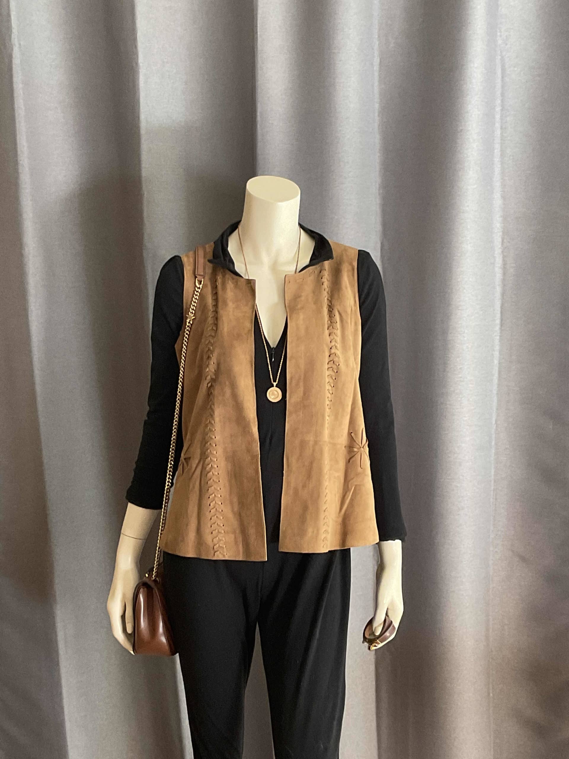 Gilet en daim camel T1