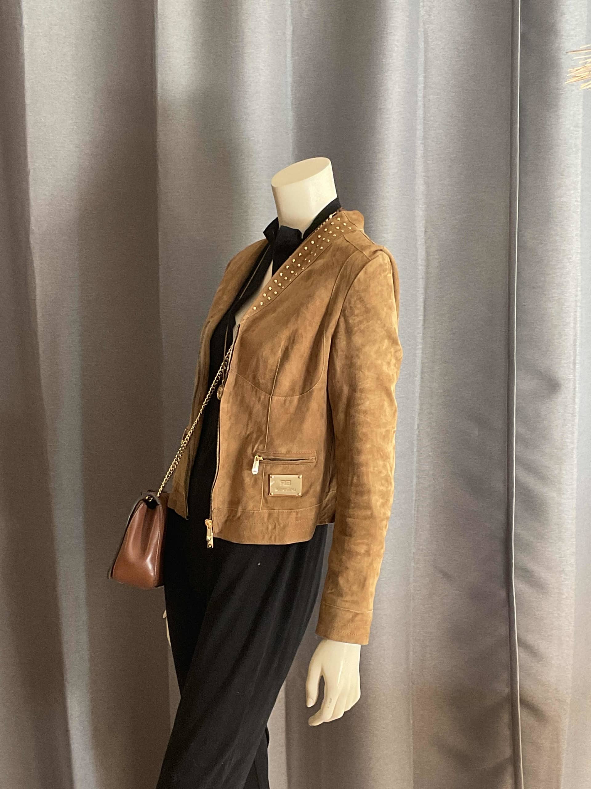 Vest en daim camel et doré M