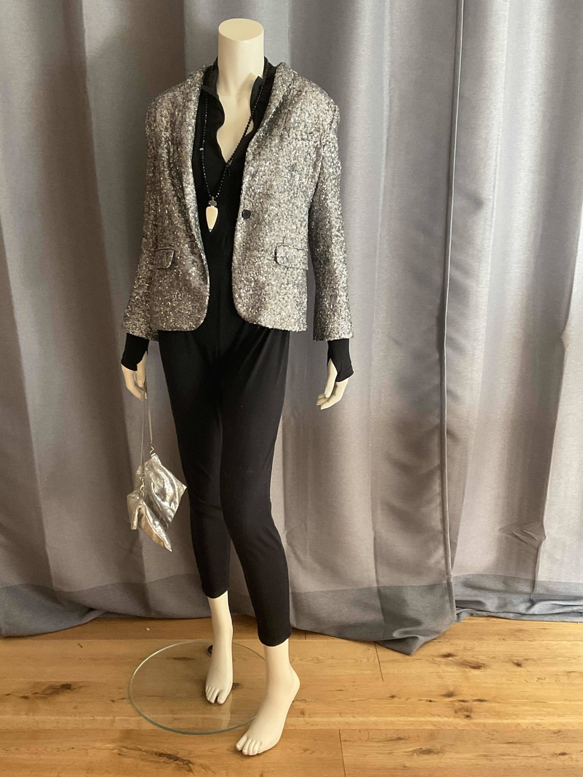 Blazer argenté à paillettes S/M